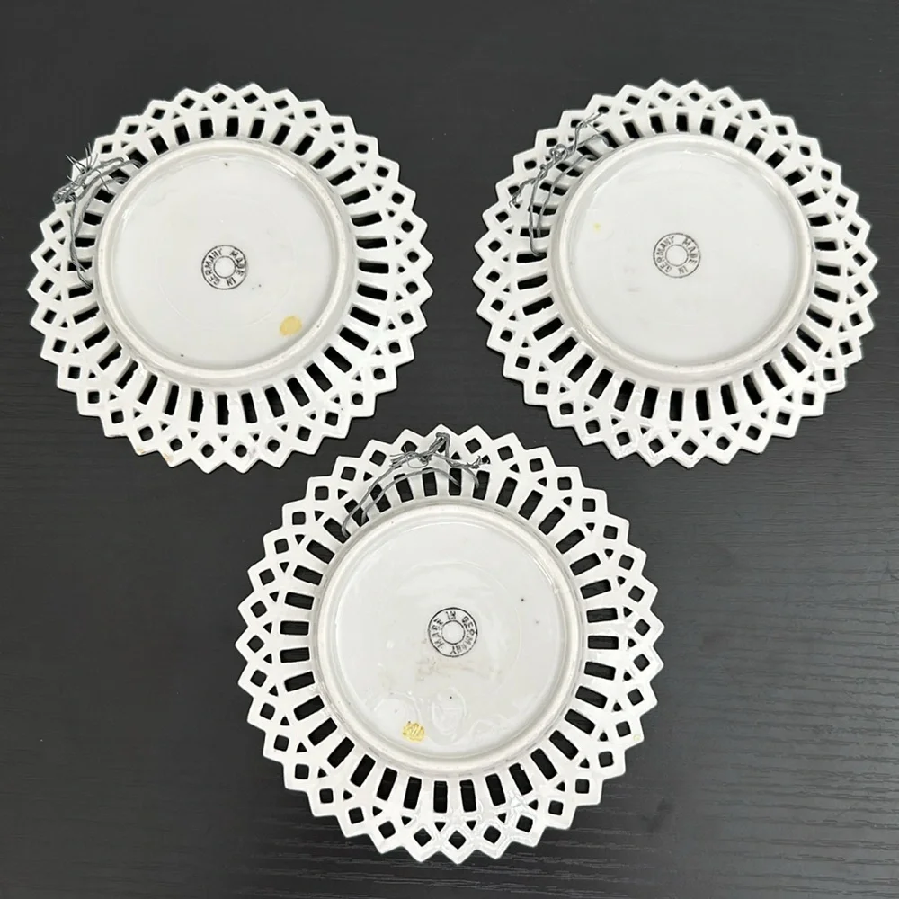 🌹 German 5” Vintage Gold Guild Edge Fruit Plates Set of 3